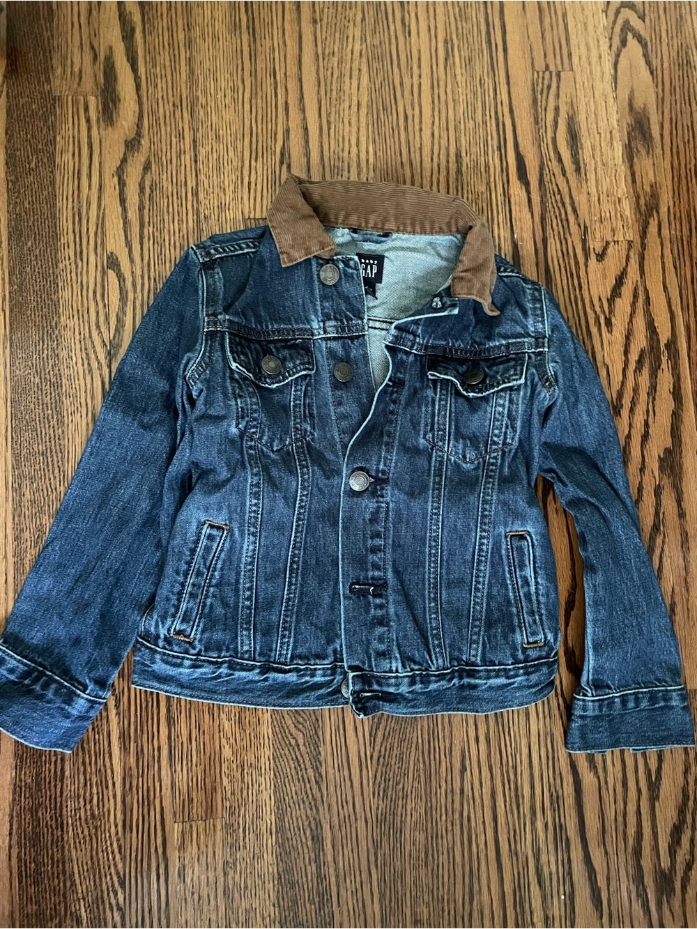 GAP Blue Denim Jacket with Brown Cord Collar 5T